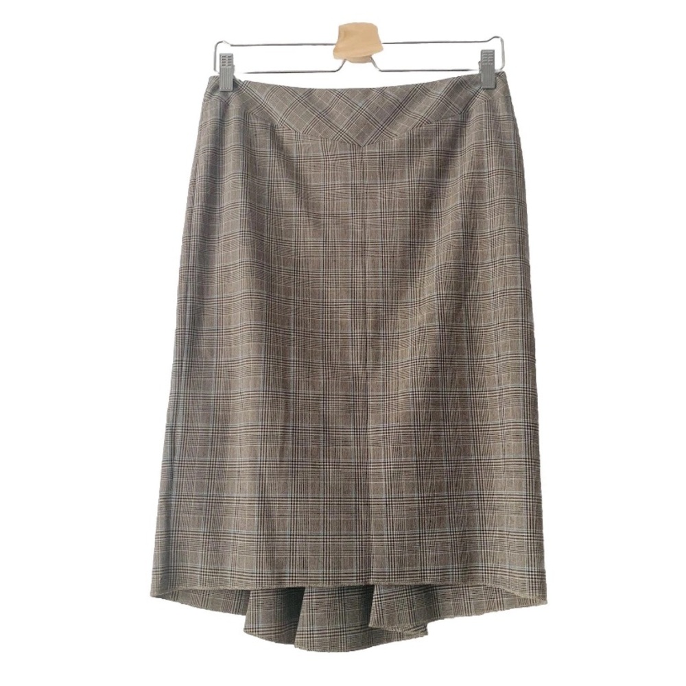 NWT BcbgMaxAzria Plaid Brown Pencil Skirt Women Size S Preppy Academia Office